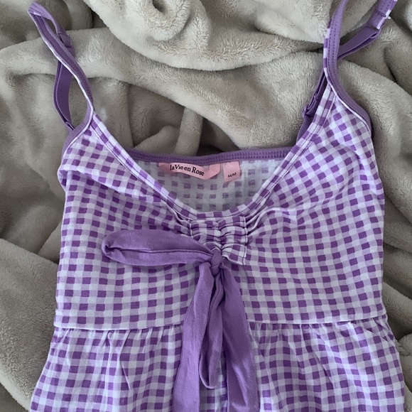 Y2K Purple Le Vie En Rose babydoll shirt - Picture 2 of 2